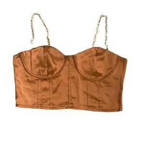 I am selling Zipper Back Chain Straps Satin Bustier Cami Top